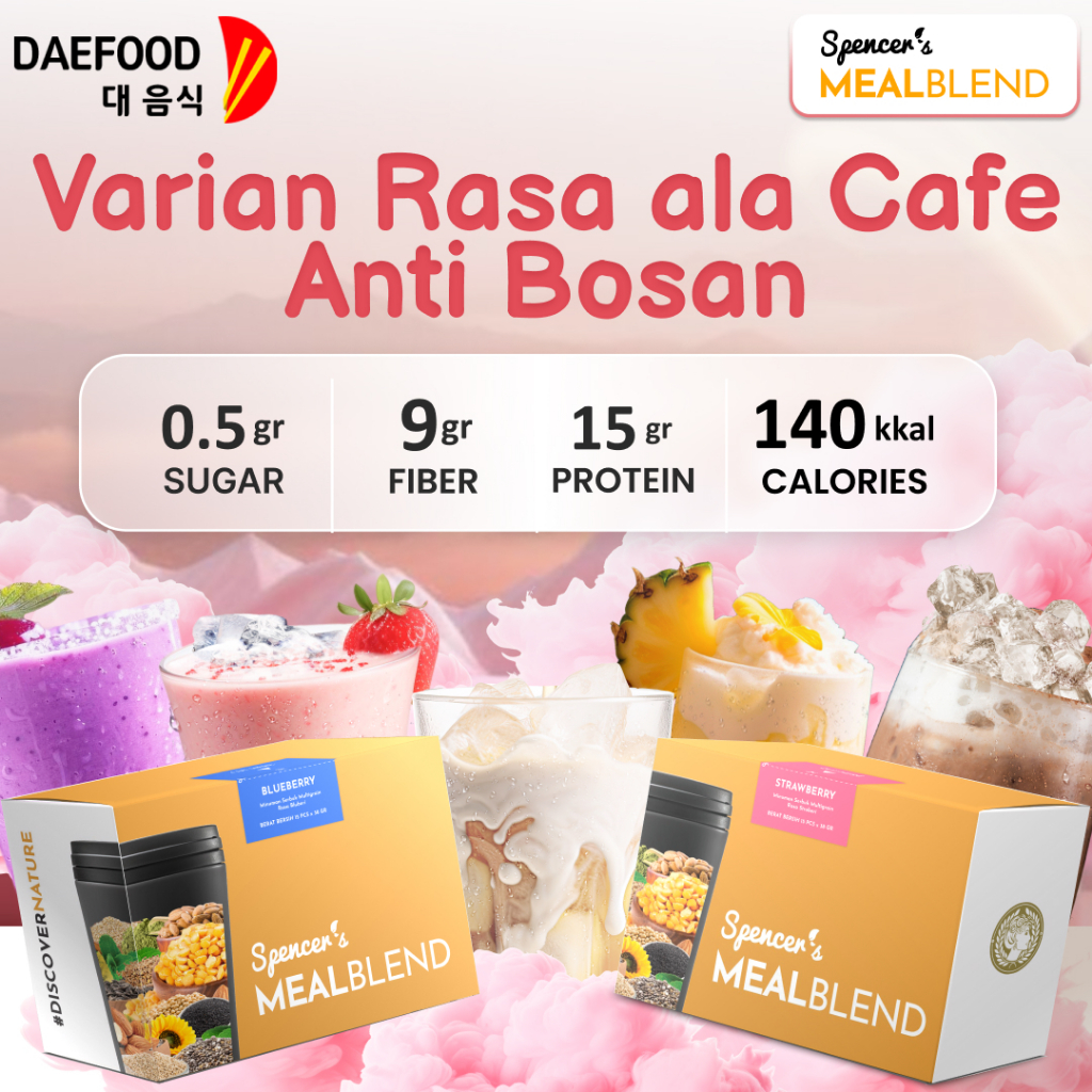 

Spencer's MealBlend 10 Varian rasa Pengganti makan Meal replacement Makan diet Diet sehat Rendah kalori Tanpa gula Makan diabetes