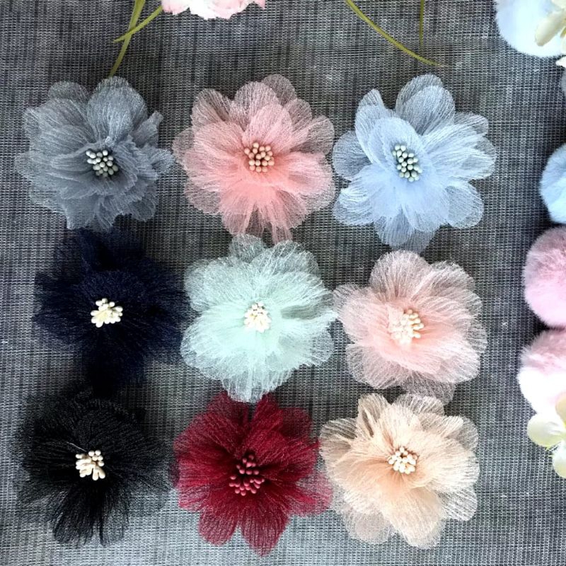 1BUAH - BUNGA ORGANZA PLISKET