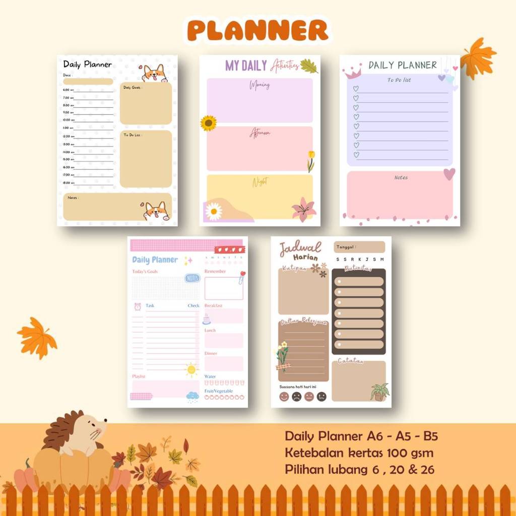 

ISI BINDER DAILY PLANNER AGENDA KERTAS FILE A6 - A5 - B5 - Vol.02