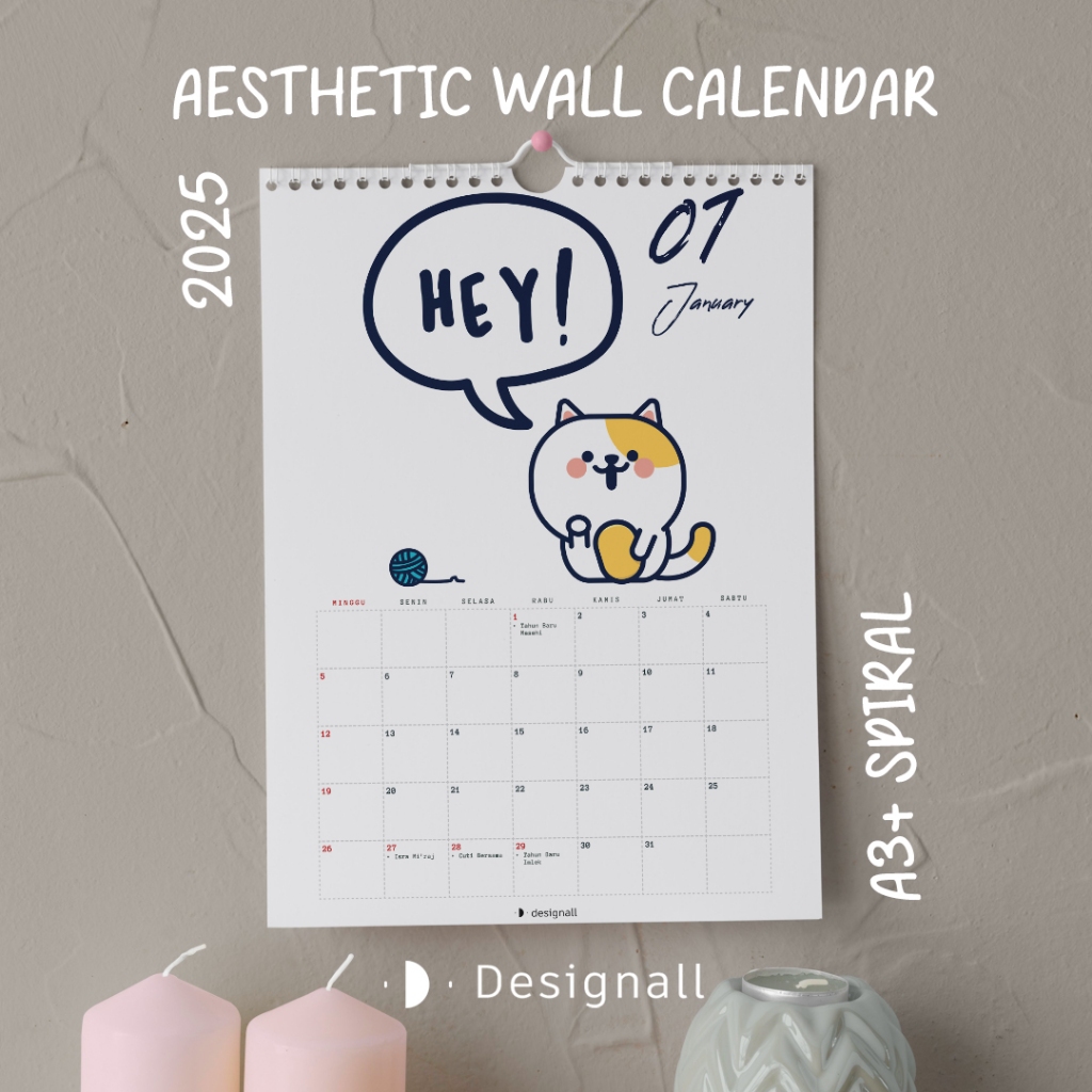 

DESIGNALL KALENDER DINDING AESTHETIC 2025 A3+ SPIRAL CF