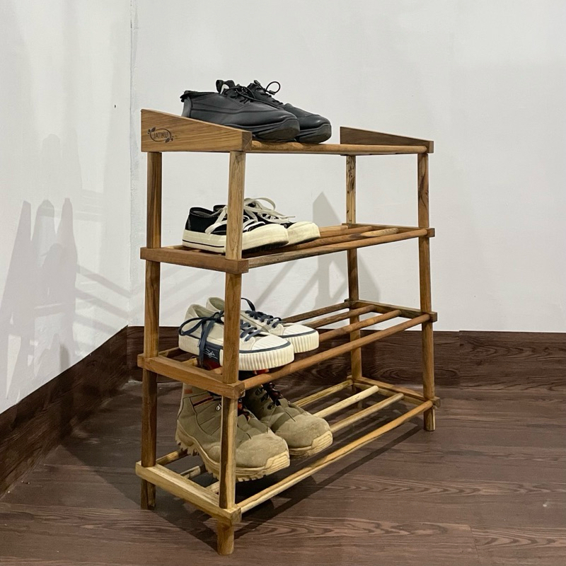 Rak sepatu & sendal bahan asli kayu jati