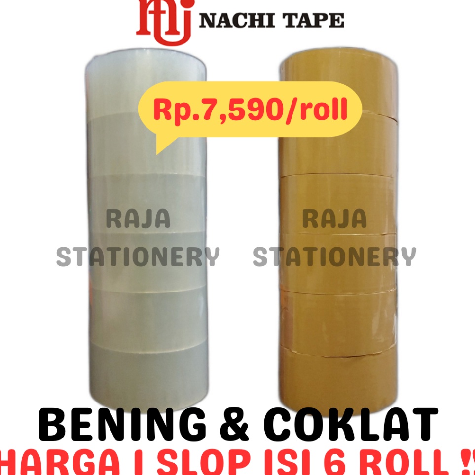 

KODE H62O LAKBAN NACHI 48MM 1 YARD 2 INCH LAKBAN BENING LAKBAN COKLAT OPP TAPE 1 SLOP ROLL 6PCS
