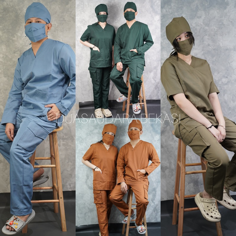 BAJU OKA MODEL CARGO / BAJU JAGA CARGO PREMIUM / OKA CARGO / SCRUB CARGO PREMIUM / LENGAN PANJANG / 