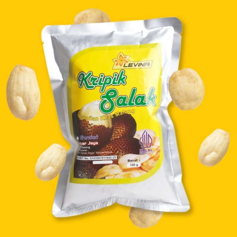 

Keripik Salak Levina kualitas standart 100 gram kripik buah oleh oleh khas Malang