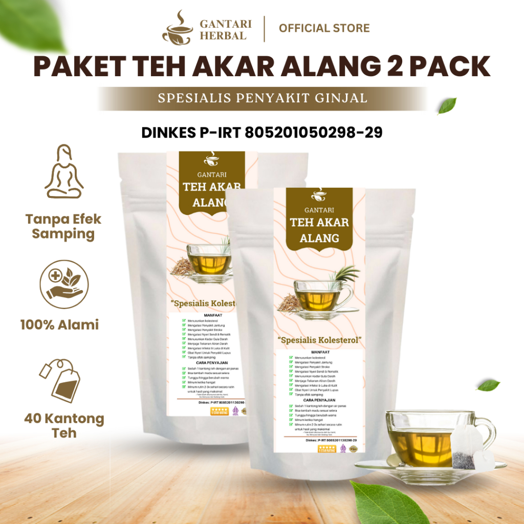 

Gantari Teh Alang-Alang / Mengatasi Penyakit Ginjal 40 Kantong Teh / Paket 2 Pack