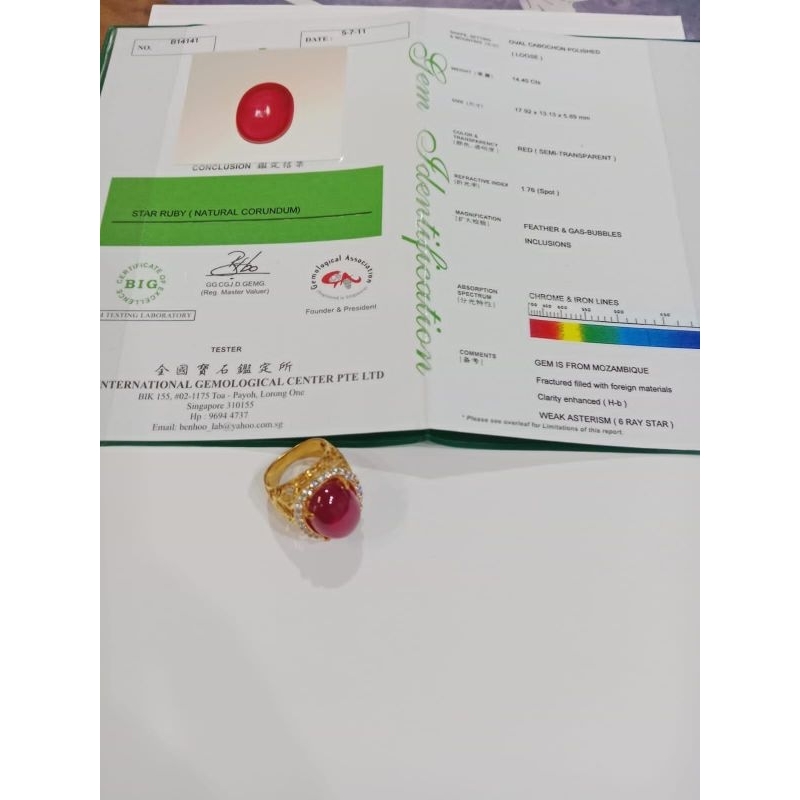 Cincin Rangka Hongkong batu Rubi