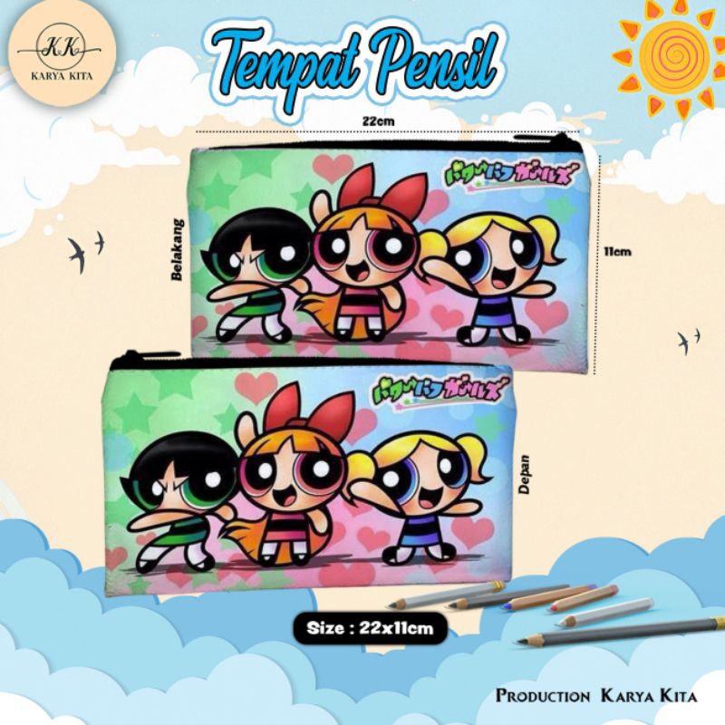 

tempat pensil/kotak pensil karakter anak POWER PUFF GIRL 07 bahan import kualitas premium