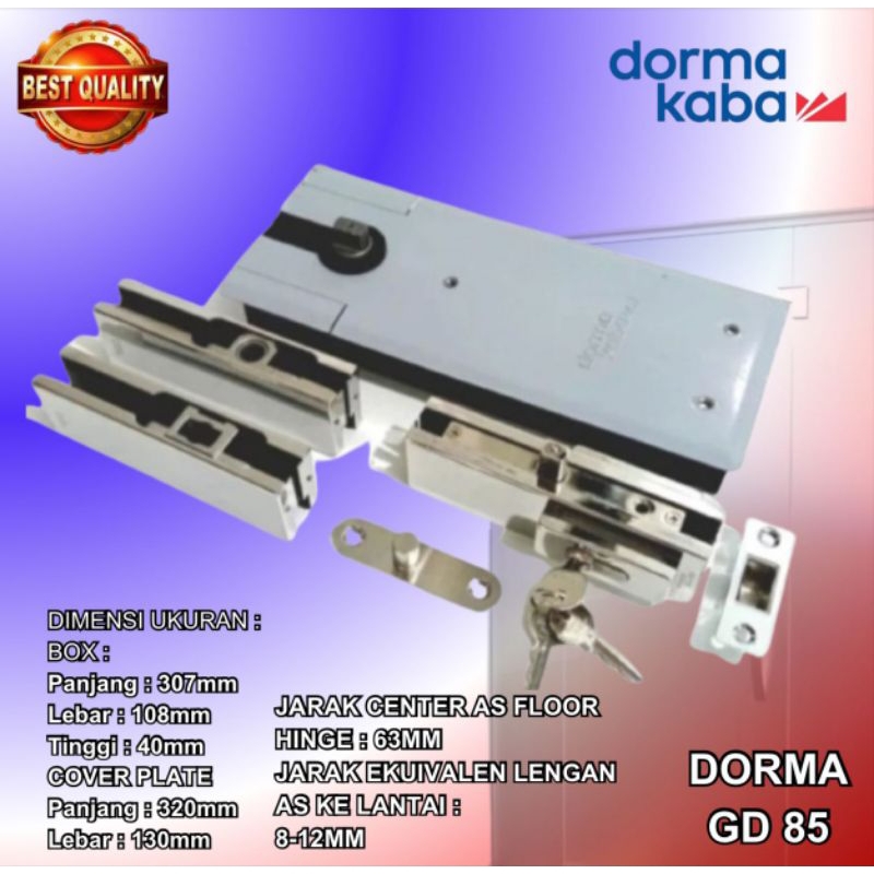 Paket Floor Hinge / Engsel Tanam Dorma Kaba/DormaKaba GD 85 HO 90+Patch Fitting DormaKaba