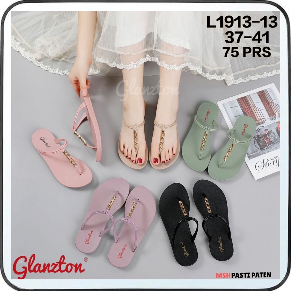 BOOMING sandal flat sandal jepit sandal jelly wanita impor glanzton original