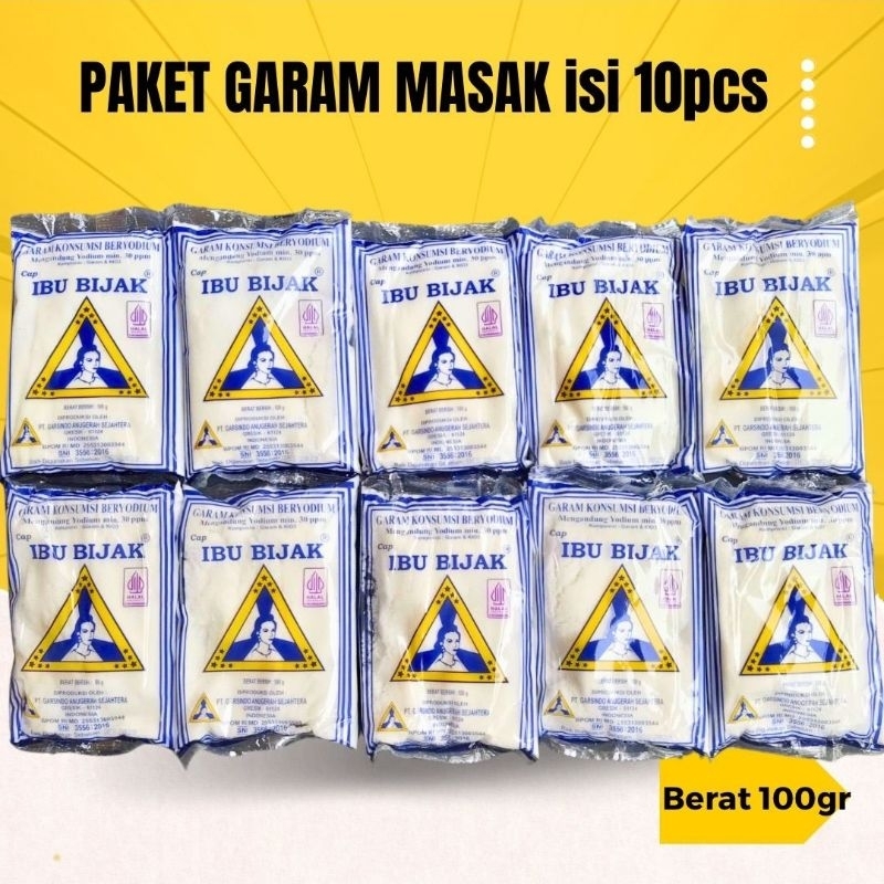 

10pcs Garam Masak Dapur Halus Beryodium 100gram - Salt Ibu Bijak