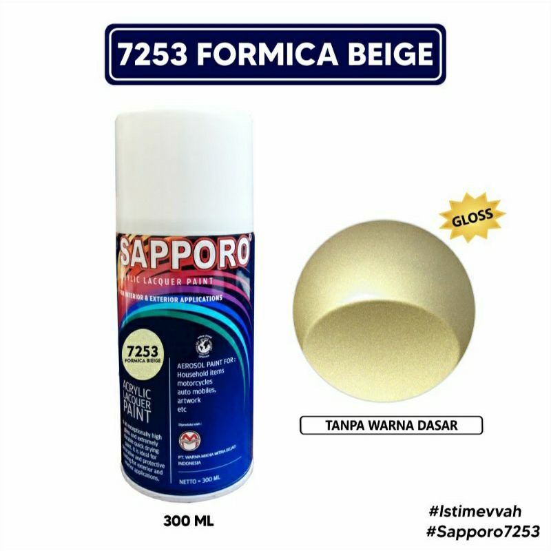 #MAU# Cat Semprot Sapporo 7253 Formica Beige 300ml Coklat Muda Metallic Cat Spray Duco Sapporo Ultim