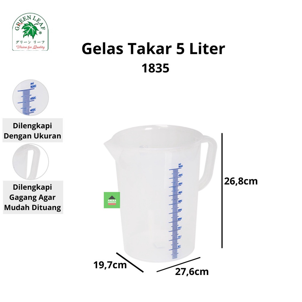 Serbuuuu Gelas Ukur Takar 5 Liter 1835 Green Leaf