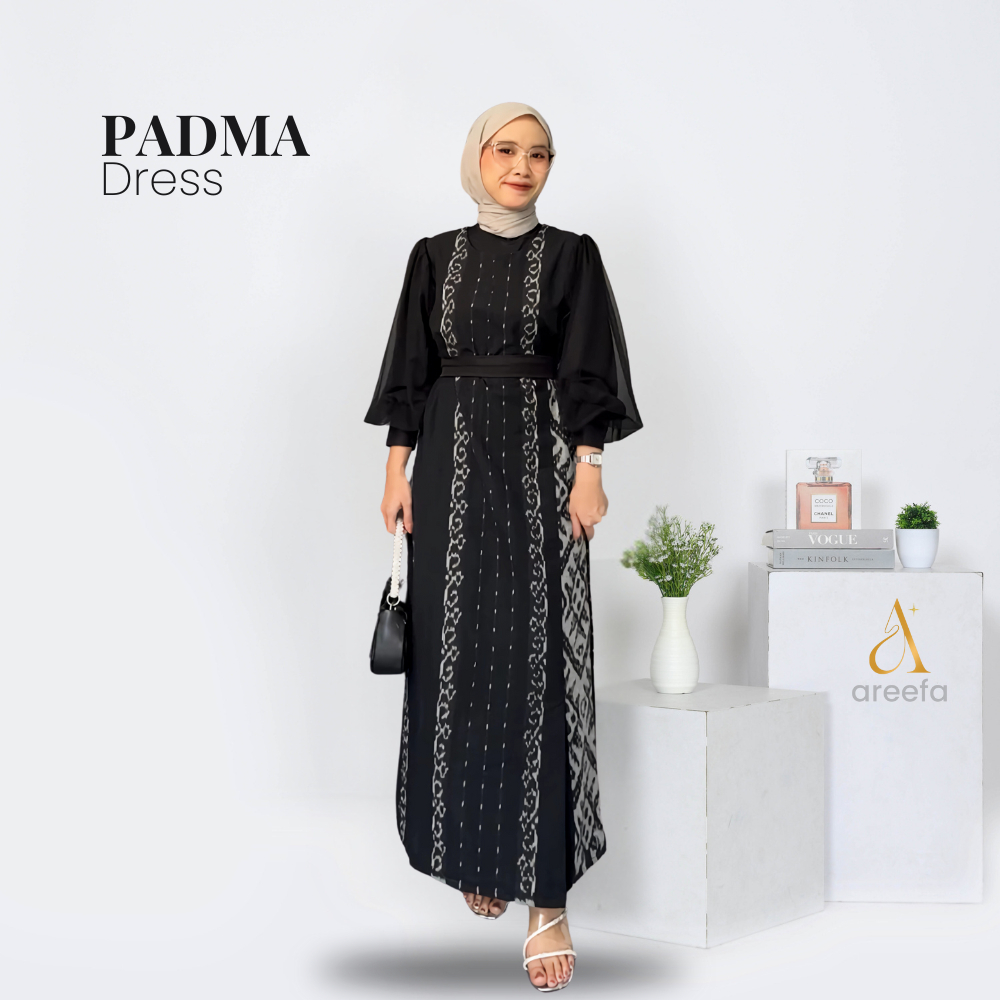 Areefa - Gamis Dress Etnik Tenun Premium Wanita Remaja Kekinian Terbaru Gamis Tenun Etnik Kombinasi