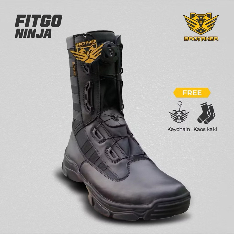 BROTRHER Fitgo Ninja Sepatu Pdl Tali Putar Tactical TNI Polri Security