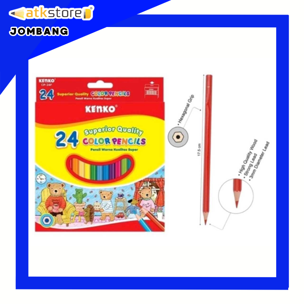 

KENKO Color Pencil CP-12F, CP-24F, CP-36F, CP-12H Pensil Warna Panjang dan Pendek 12/24/36 Warna ATJ