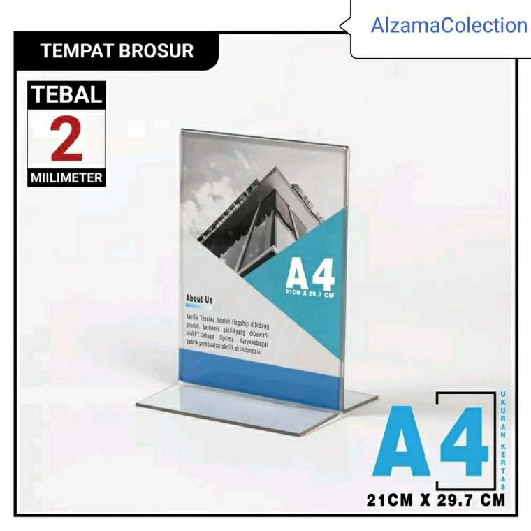 

KODE V15Q Akrilik Display A4 Tempat Brosur Tipe T