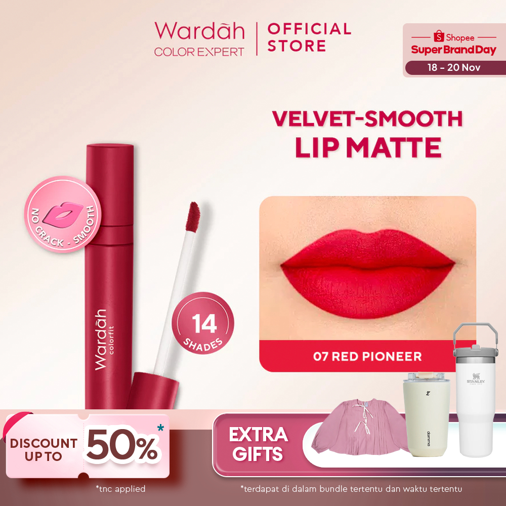 Wardah Colorfit Velvet Matte Lip Mousse - Lip Cream Tahan Lama - Tahan Air - Hasil Matte dan Tidak L