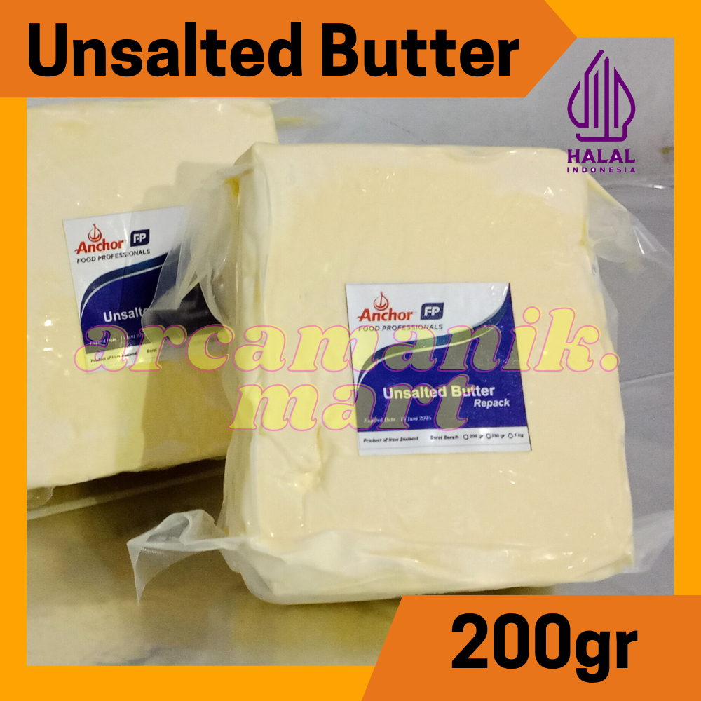 

Anchor Unsalted Butter 200gr pure new zealeand murni butter import halal