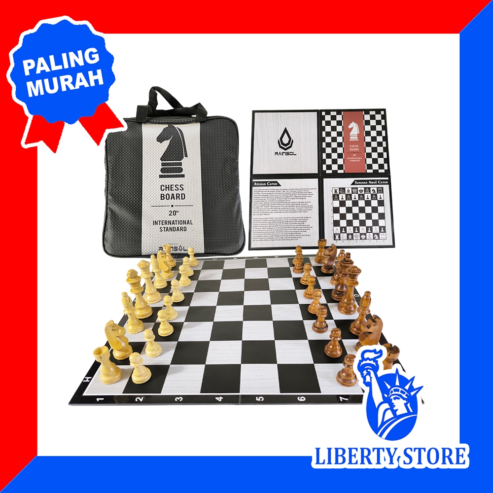 Catur Lipat Kayu Ukir Rainsol + Tas 20"