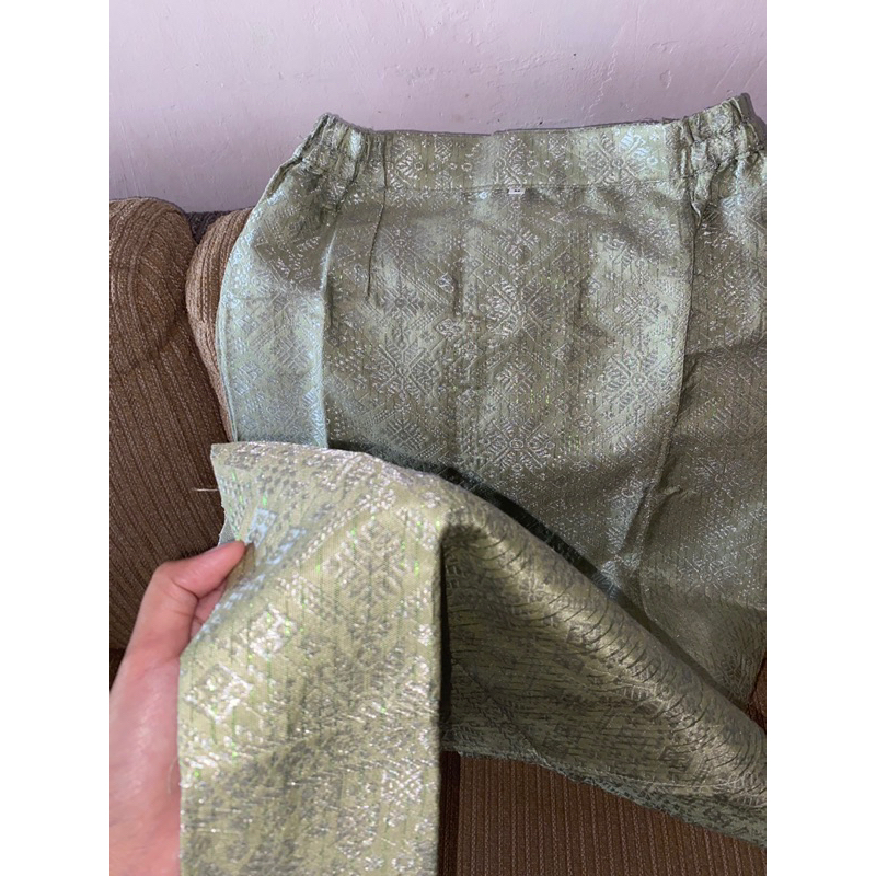 ROK SPAN SONGKET HIJAU SAGE UKURAN M