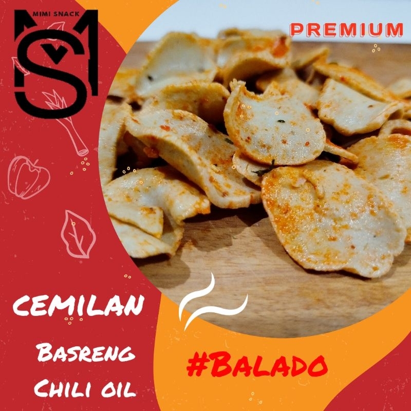 

Basreng chili oil (premium), rasa BALADO, sudah ada daun jeruk
