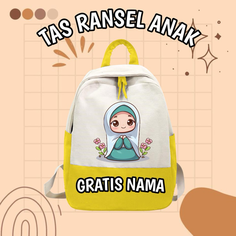TAS RANSEL BACKPACK MENGAJI ANAK PEREMPUAN FREE NAMA
