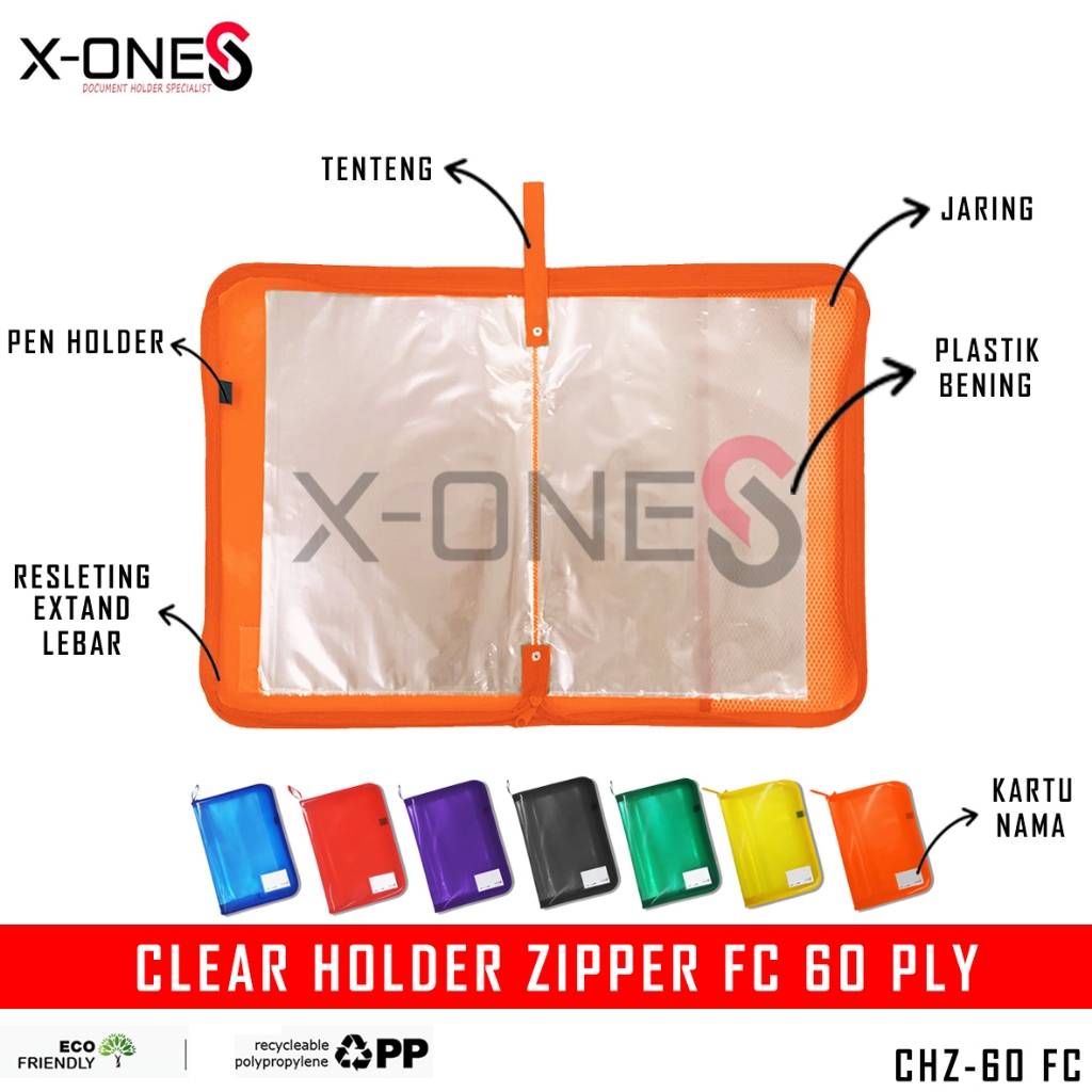 

X-ONE CLEAR HOLDER ZIPPER 60 PLY F4 PLASTIK BENING DISPLAY BOOK RESLETING / CHZ 60 FC