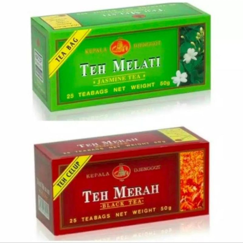 

TEH CELUP MELATI DAN BLACK TEA CAP KEPALA DJENGGOT ISI 25 KANTONG TEH