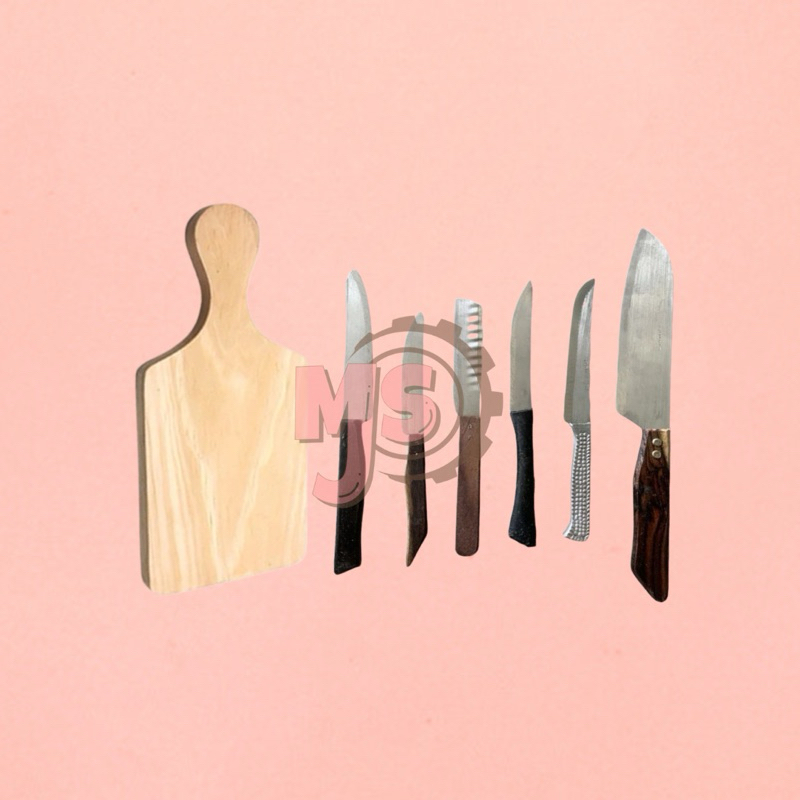 Paket Pisau Set Dapur isi 6 Papak dan Talenan / pisau set murah / pisau set talenan / pisau daging /