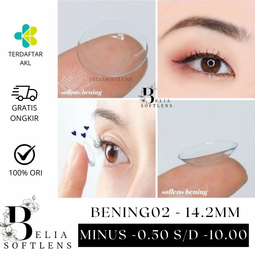 Beliasoftlens - Softlens Bening Bulanan 14.2MM Minus 6 Bulan (1 pasang) | Softlens Clear | Soft lens