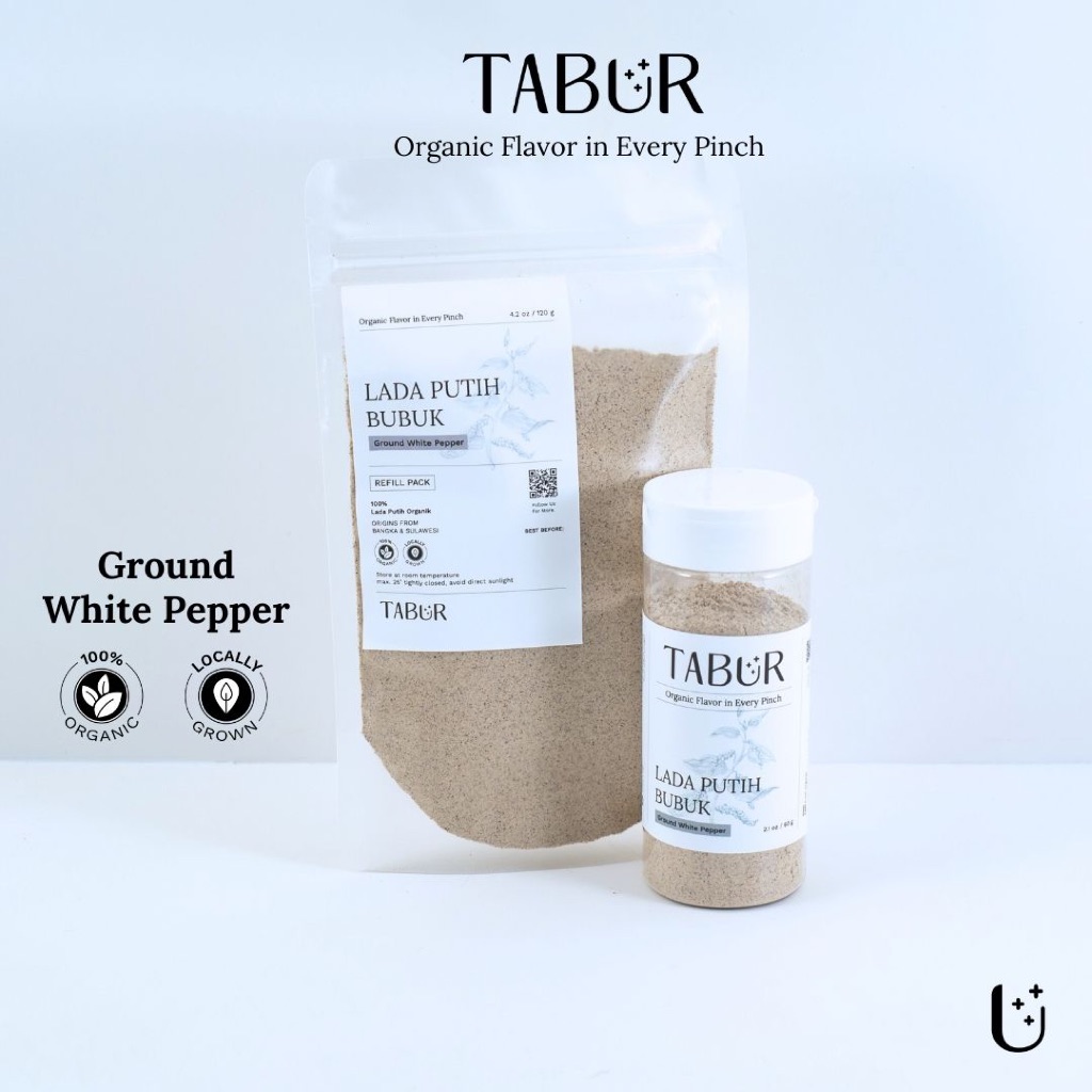 

Tabur Bumbu Dapur Organik Lada Merica Putih Bubuk (60g) - Ground White Pepper Organic