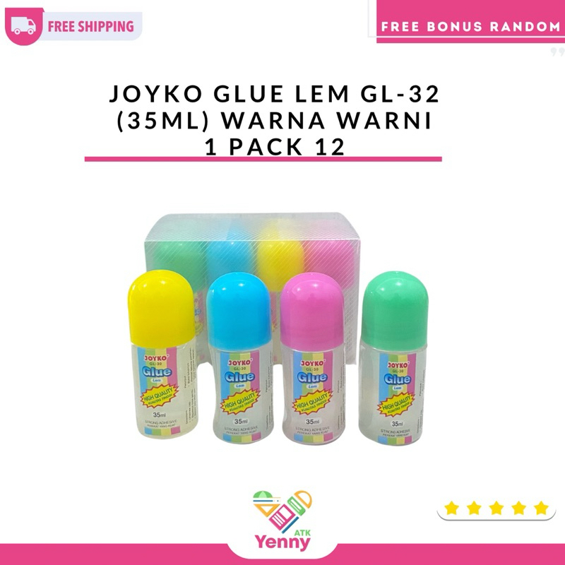 

Joyko Lem Cair Warna Warni 35 ML | Lem Cair Joyko 12 Pack 12 ( harga per pcs)
