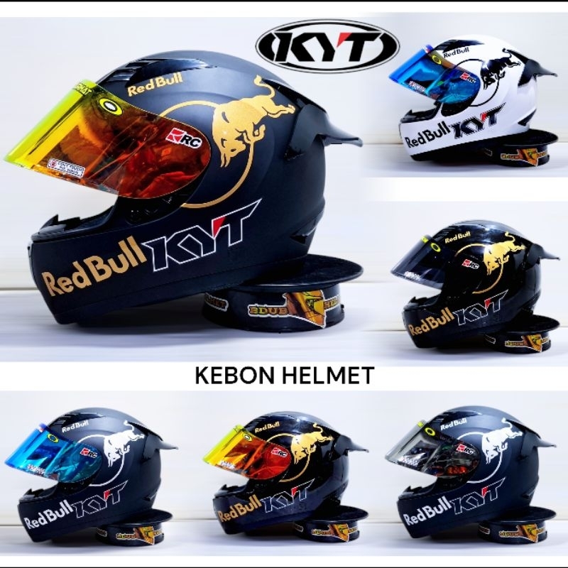 Helm KYT R10 black dof Redbull paket ganteng original KYT