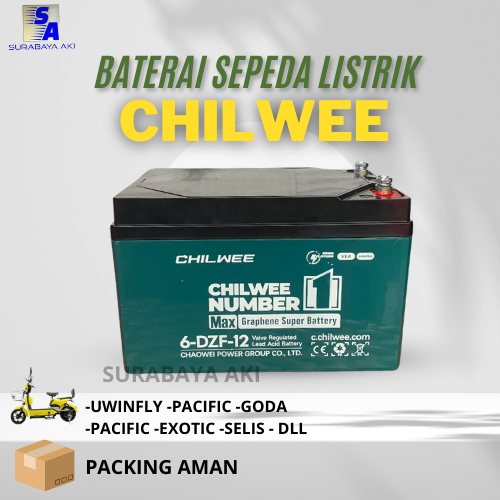 AKI SEPEDA LISTRIK CHILWEE 6DZF12 6dzm12 AKI 12v 12AH motor listrik Selis u win fly Tiger VOLTA MR.J