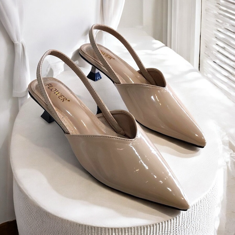 Sepatu Kerja Wanita 3cm SN01 - Pantopel Wanita - Hells 3cm - Sepatu Tali belakang - Sepatu Kantor Wa