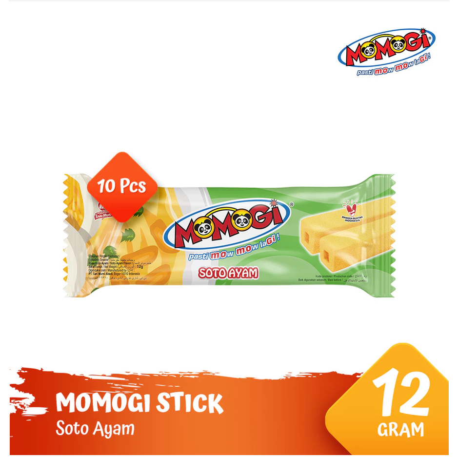 

MOMOGI Stick Snack Rasa SOTO AYAM Makanan Ringan (1 box isi 10 pcs @12 gram)