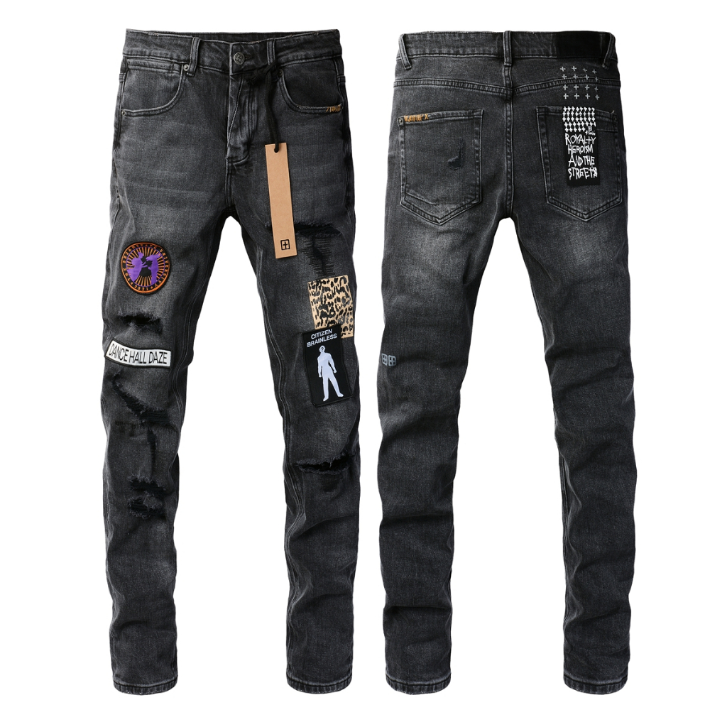 KSUBI Celana Jeans Ripped High Street Amerika Pria Celana Kasual Retro Celana Kaki Ramping