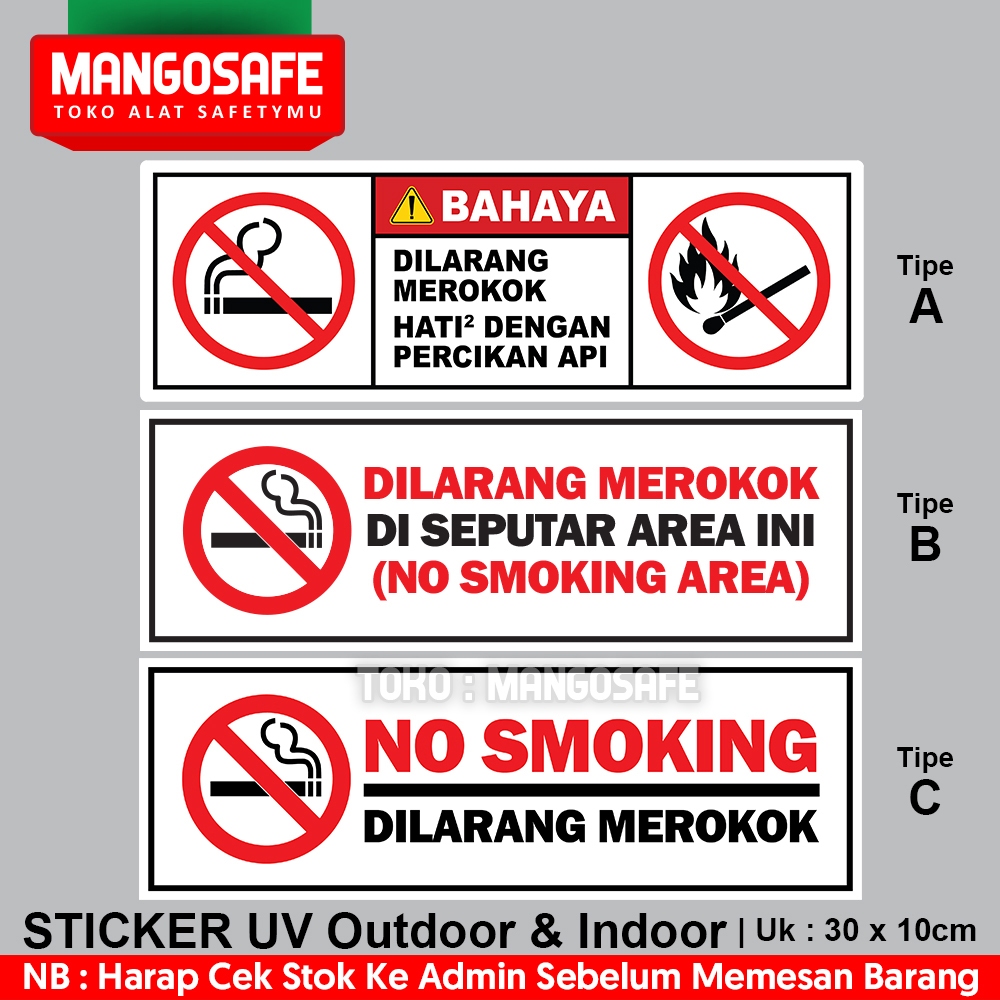 

Stiker Dilarang Merokok Di Seputar Area ini No Smoking Bahaya Hati Hati Percikan Api / Sticker UV Indoor Outdoor Tahan Panas Air Minyak / Tanda Rambu Safety K3 Peringatan Warning Sign Label