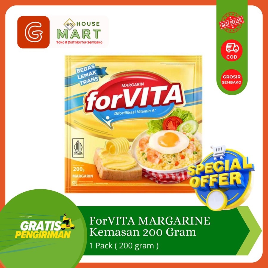 

FORVITA Serbaguna Sachet 200 Gram / For Vita Mentega Margarin Masak Kemasan Saset 200 gr Butter - Sachet