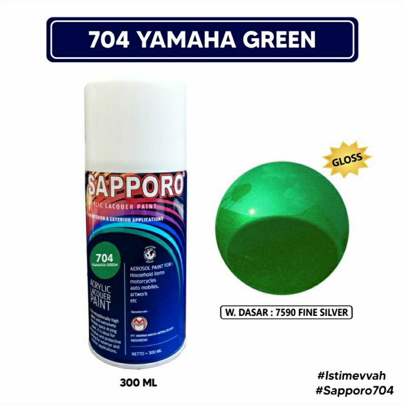 #MAU# Cat Semprot Sapporo 704 Yamaha Green 300ml Candy Tone Hijau Yamaha Bening Transparan Cat Spray