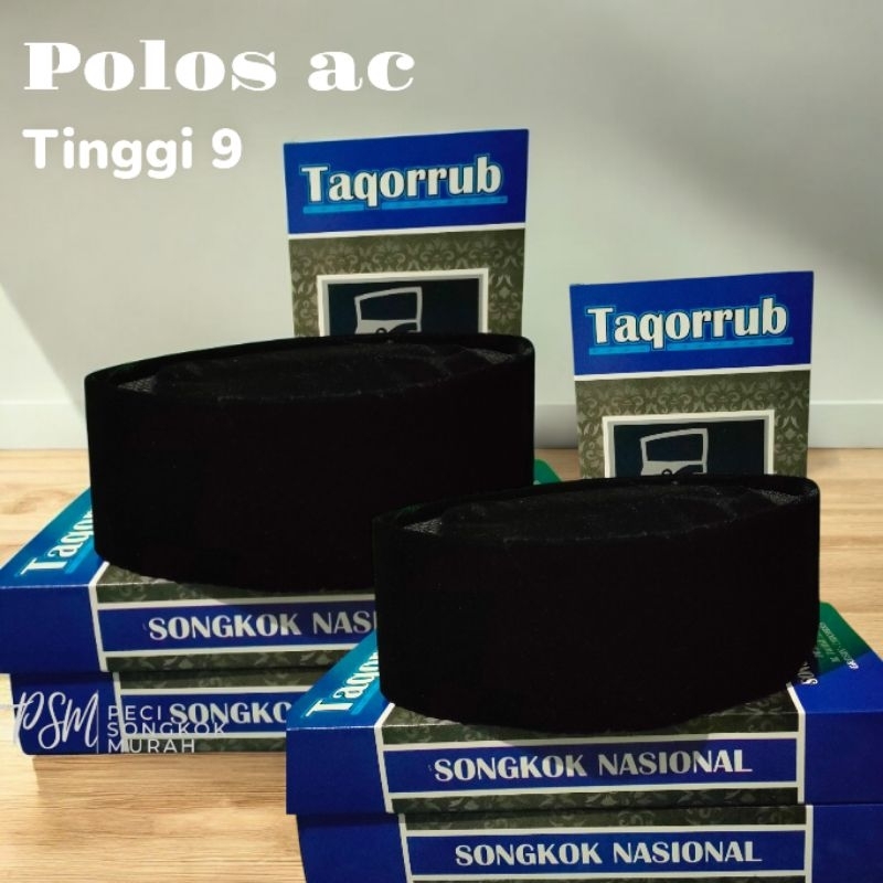 Peci Hitam polos ac tinggi 9cm songkok Taqorrub Polos AC tinggi 9