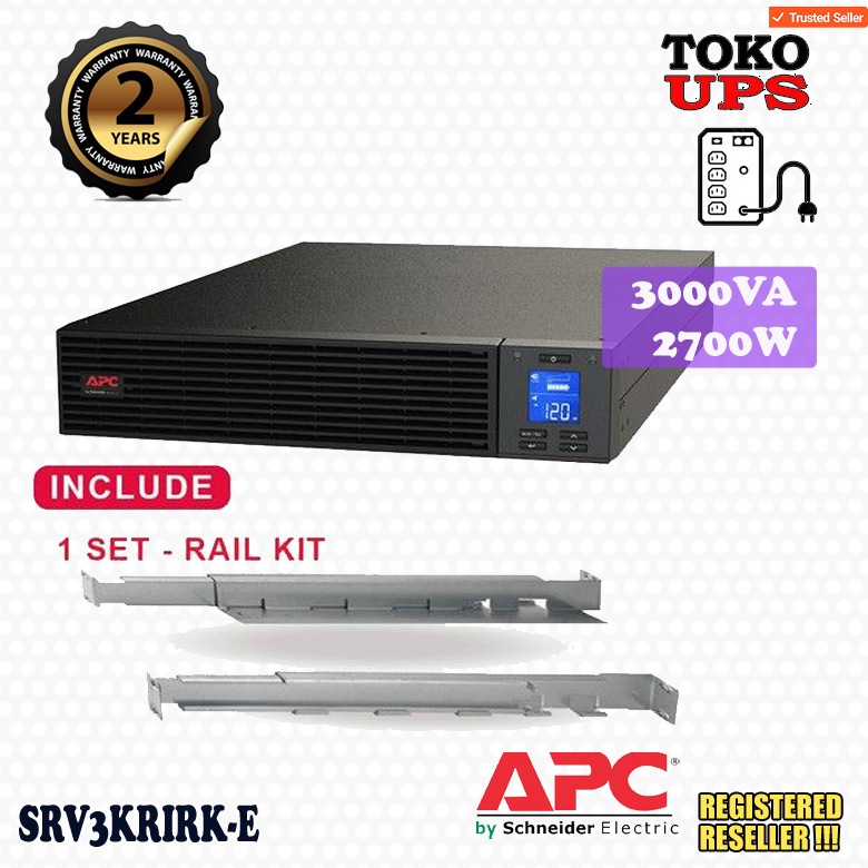 UPS APC 3KVA 3000VA 2700W SRV3KRIRKE SRV3KRIRK Easy UPS Online Rackmount Railkit