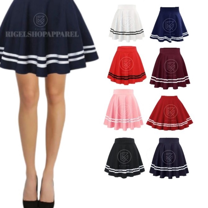 FG2 Rok Pendek Wanita List Putih Hitam Rok Pendek Wanita rok pendekk wanita jumbo rok m rok m wanita