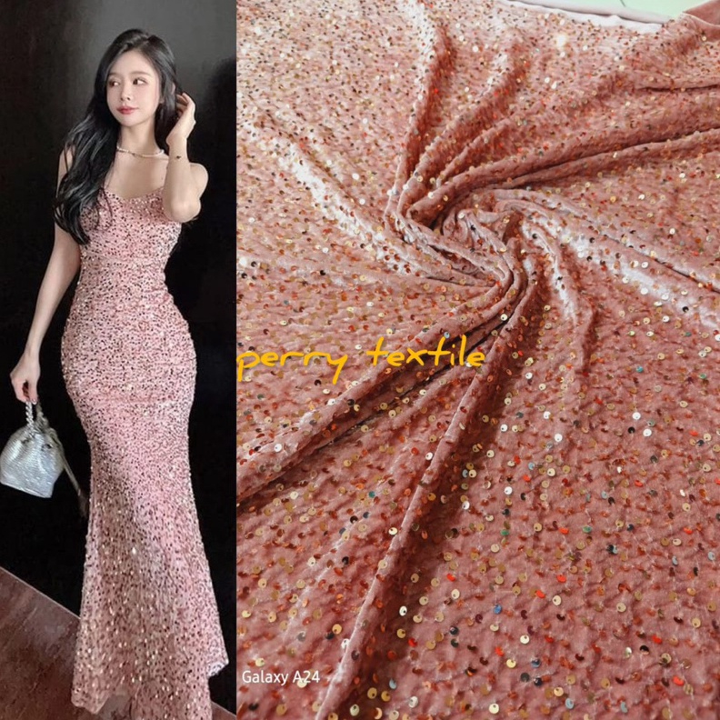 KODE F14V Bahan kain buludru motif buludru poloskebaya wanita