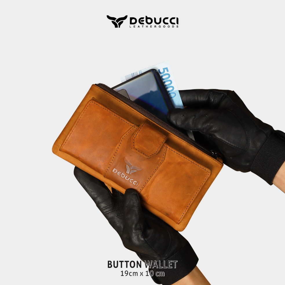 KODE L72C Debucci leather goods  Button walletDompet Panjang PriaTrendy Kekinian