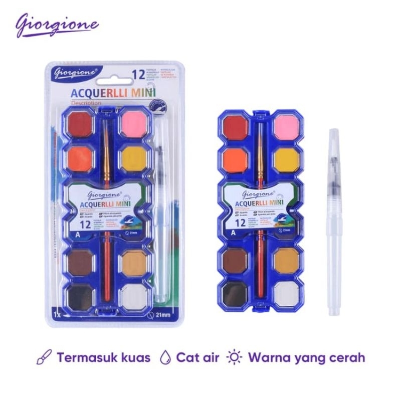 

Giorgione Cat Air Padat Watercolor Paint Set 12/24 Warna