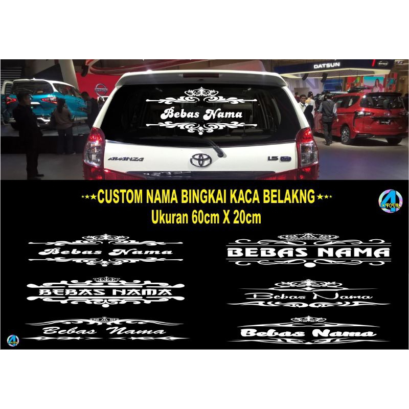 sticker cutting KACA BELAKANG mobil nama CUSTOM sticker