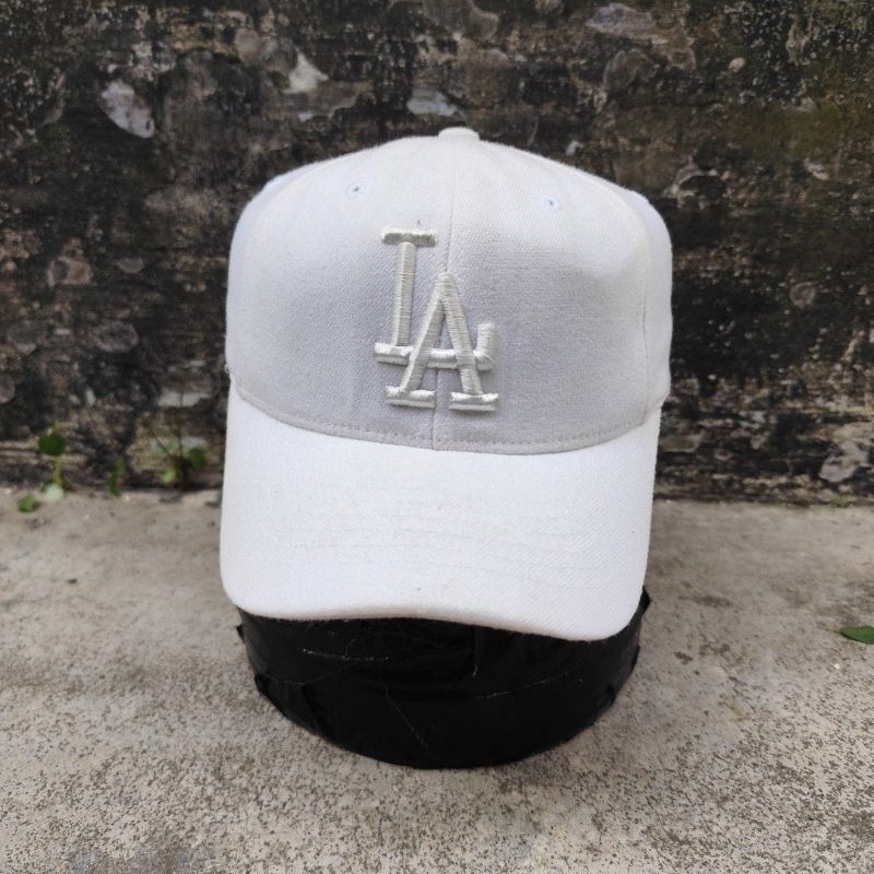 Topi snapback pria mlb Lakers putih