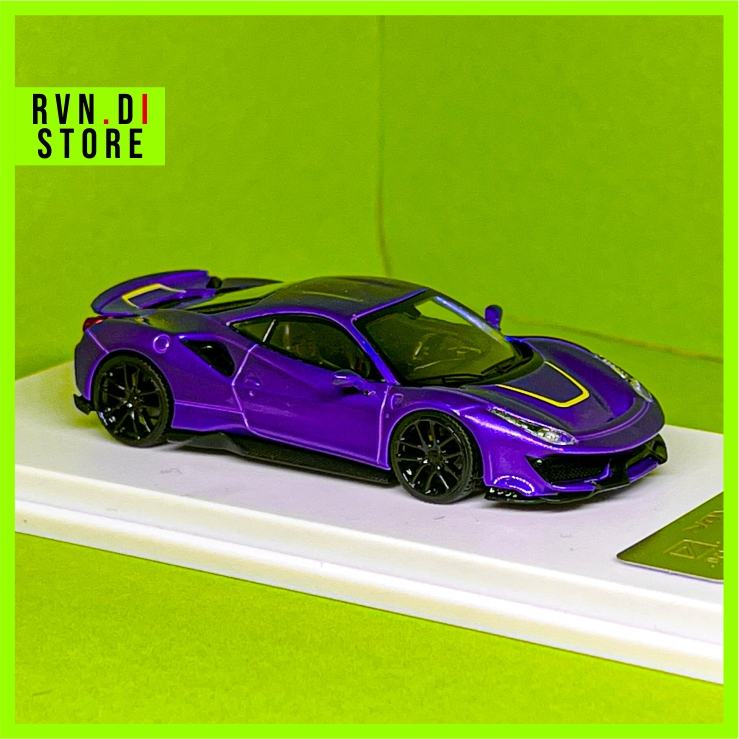 DCM 1:64 Purple Novitec 488 Pista Racing Sports Model Diecast Metal Car