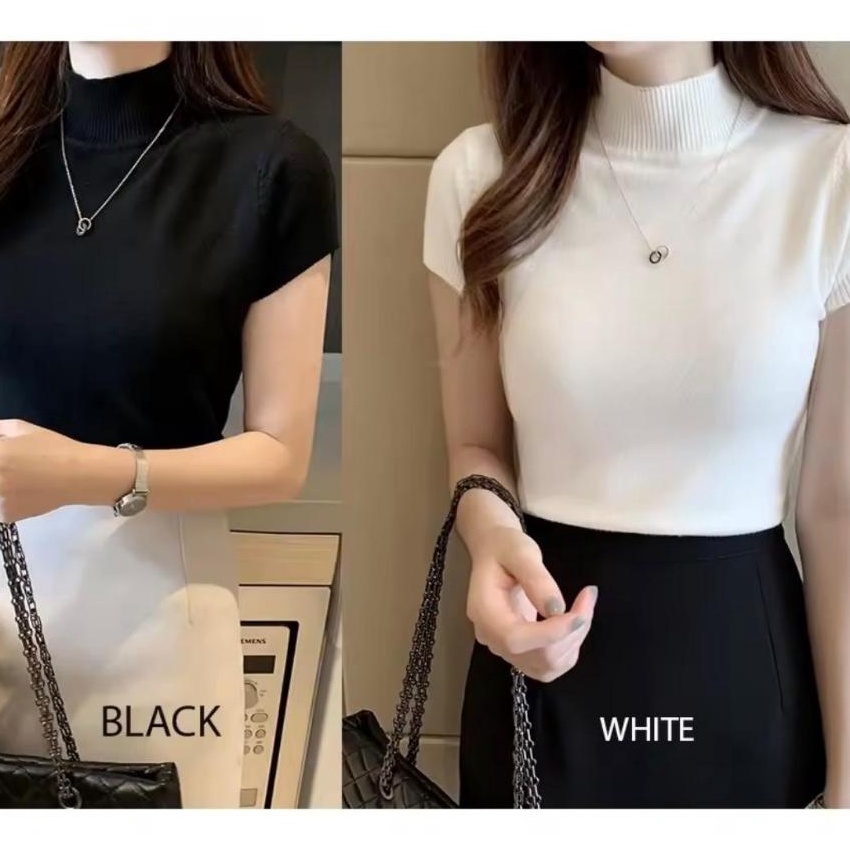 KI3 turtleneck lengan pendek  turtleneck pendek viral korea  turtleneck wanita lengan pendek